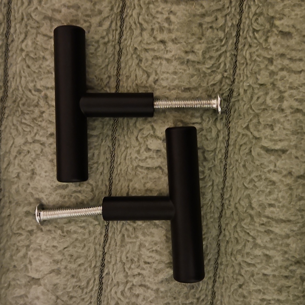 16 2" Sleek Black T-Bar Cabinet Handles